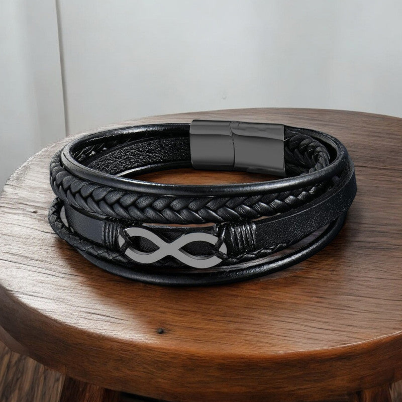 Jewels Galaxy Trending Leather Multi Layered Bracelet For Men (1 Pack 1 Bracelet)