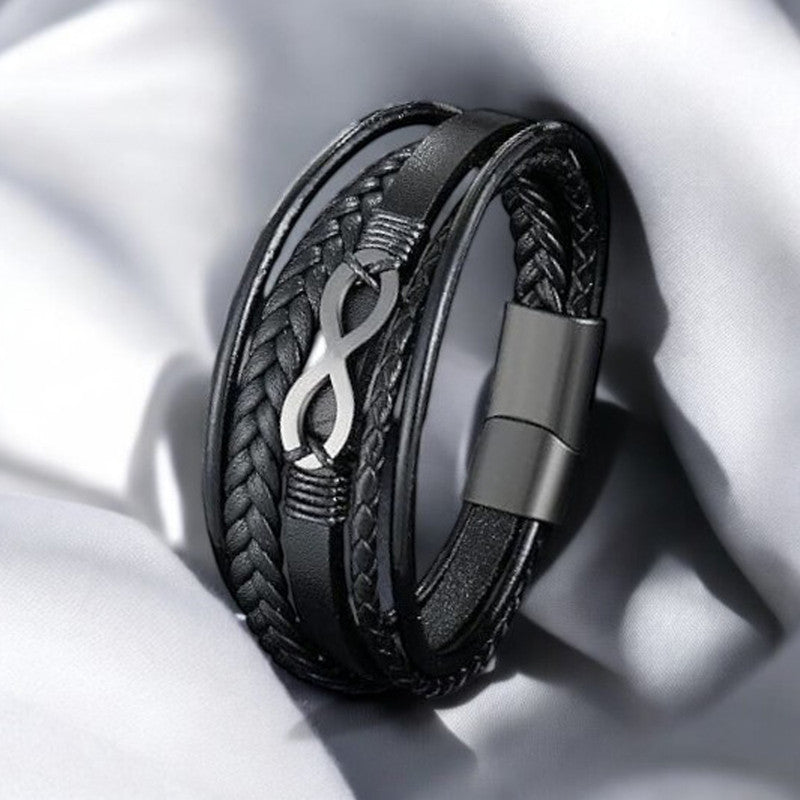 Jewels Galaxy Trending Leather Multi Layered Bracelet For Men (1 Pack 1 Bracelet)