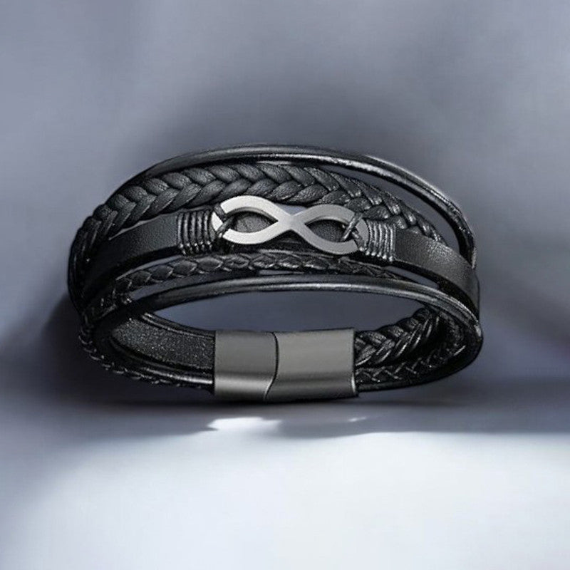 Jewels Galaxy Trending Leather Multi Layered Bracelet For Men (1 Pack 1 Bracelet)