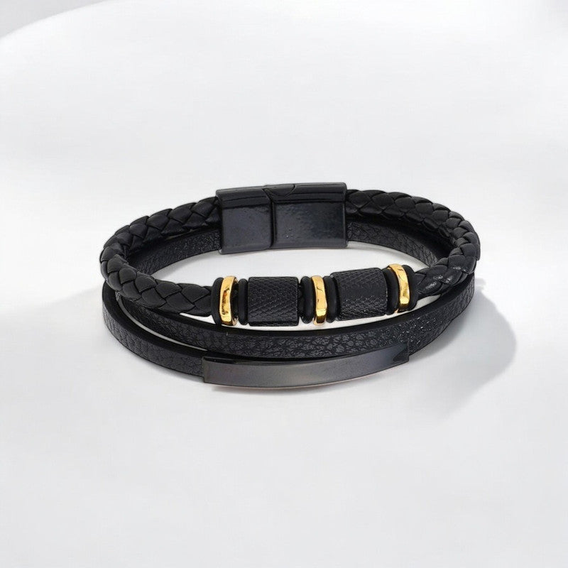 Jewels Galaxy Trending Leather Multi Layered Bracelet For Men (1 Pack 1 Bracelet)