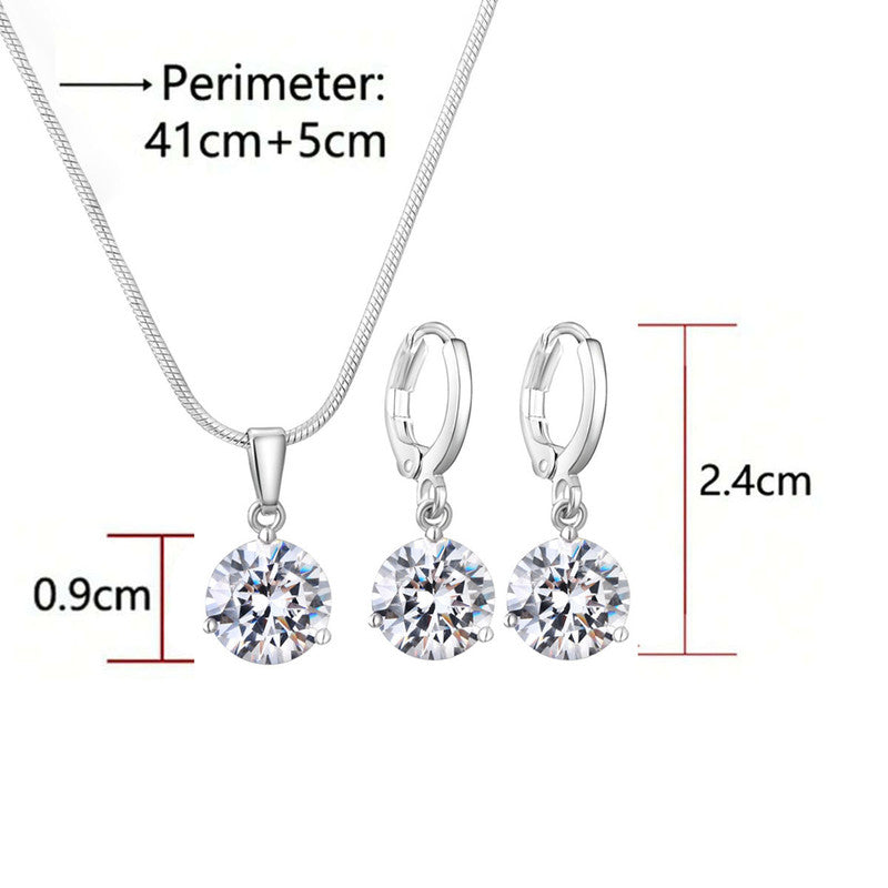 Jewels Galaxy Silver Plated CZ Stone-Studded Colorful Anti Tarnish Pendant Set