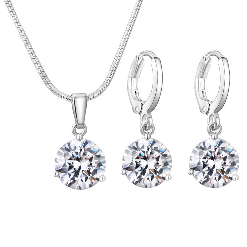 Jewels Galaxy Silver Plated CZ Stone-Studded Colorful Anti Tarnish Pendant Set