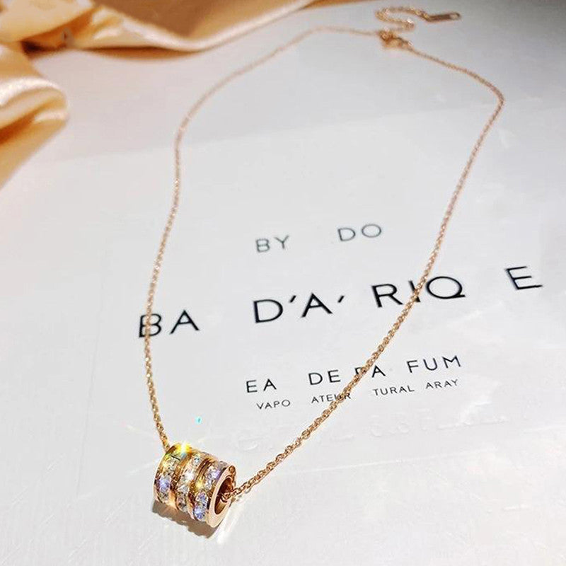 Jewels Galaxy Anti Tarnish CZ Cylindrical Pendant Necklace