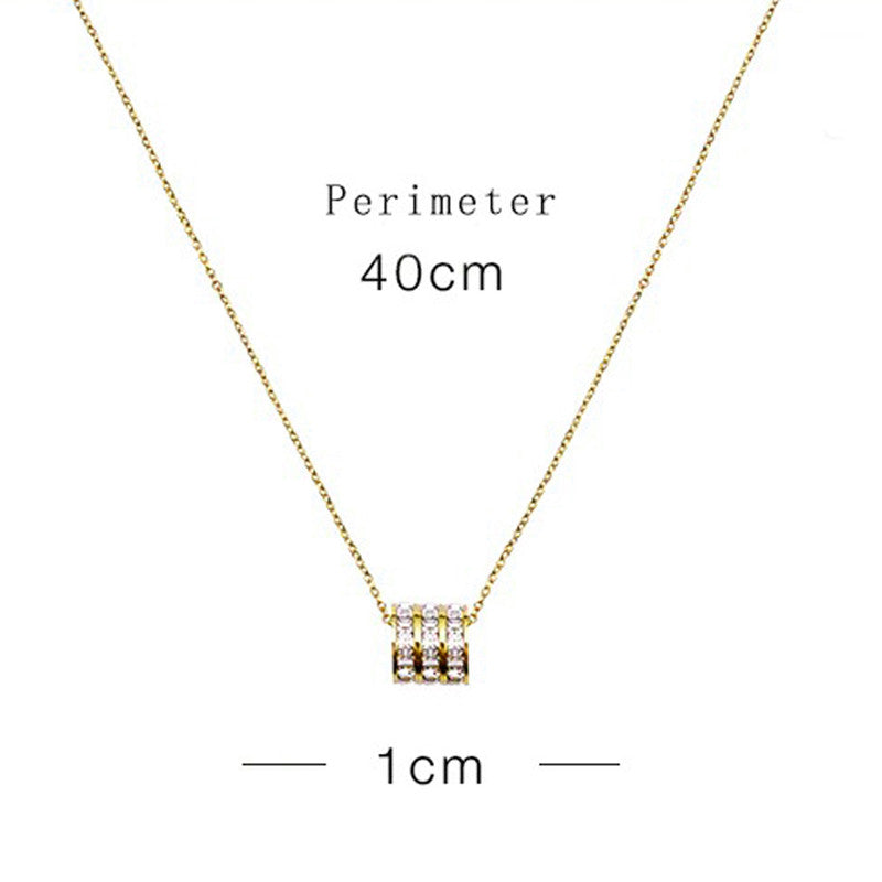 Jewels Galaxy Anti Tarnish CZ Cylindrical Pendant Necklace