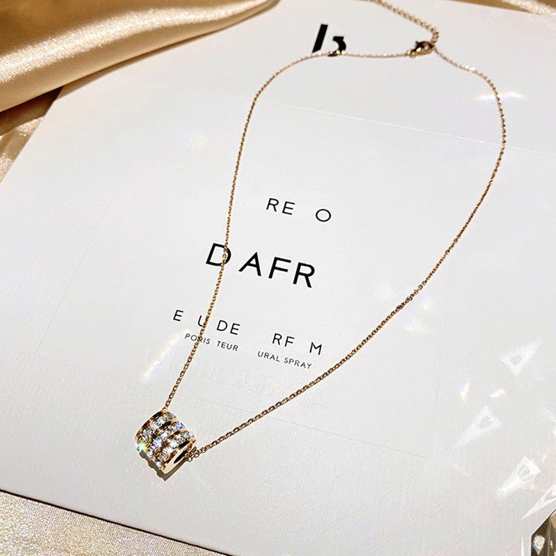 Jewels Galaxy Anti Tarnish CZ Cylindrical Pendant Necklace