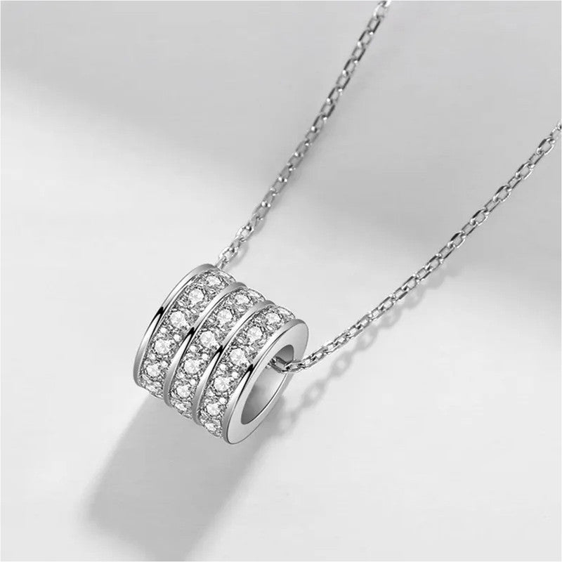 Jewels Galaxy Anti Tarnish CZ Cylindrical Pendant Necklace