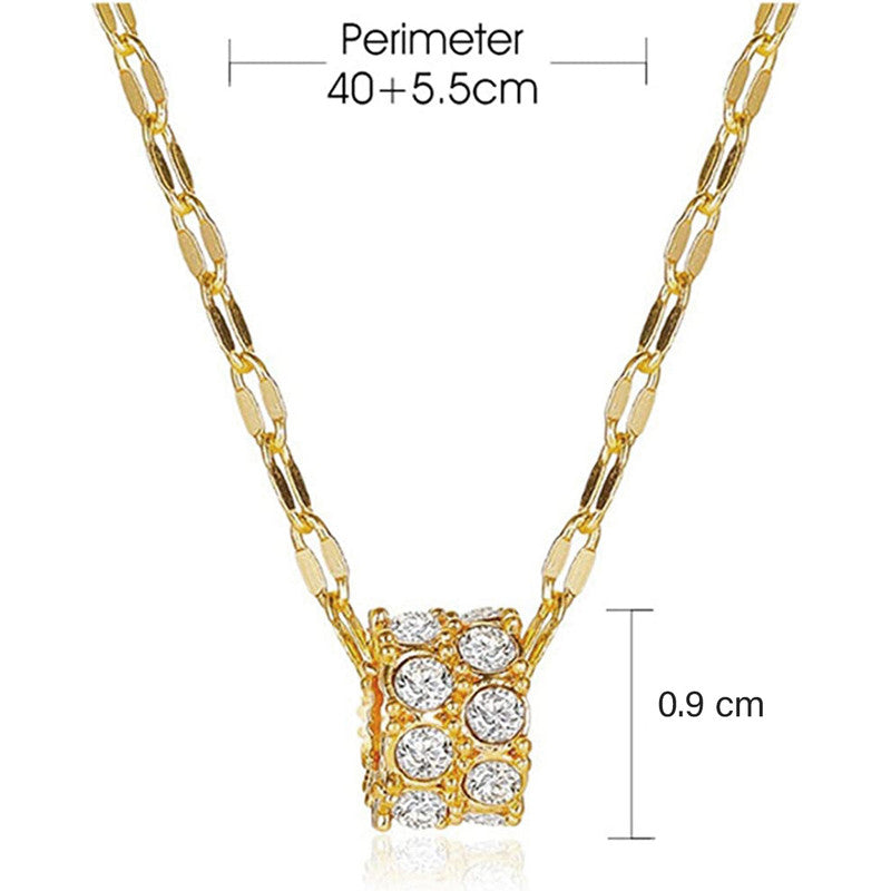 Jewels Galaxy CZ Embedded Pendant Rope Chain Necklace