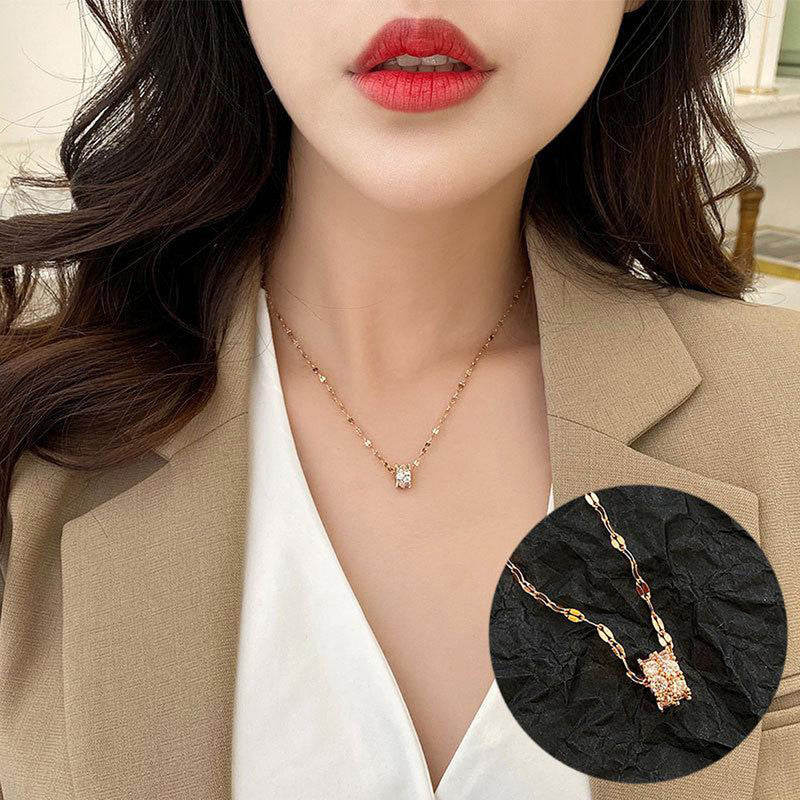 Jewels Galaxy CZ Embedded Pendant Rope Chain Necklace