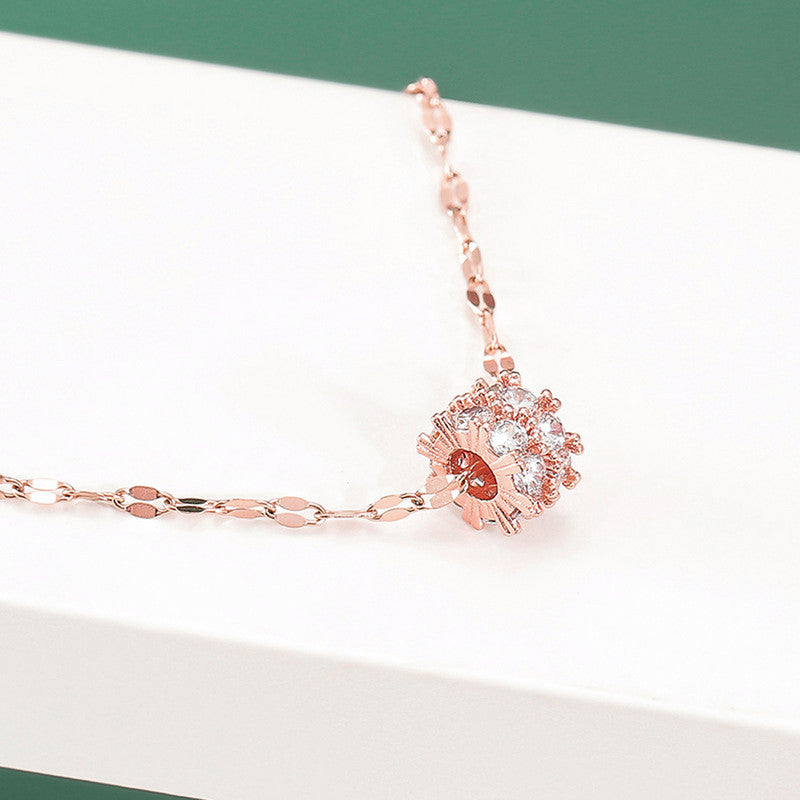 Jewels Galaxy CZ Embedded Pendant Rope Chain Necklace