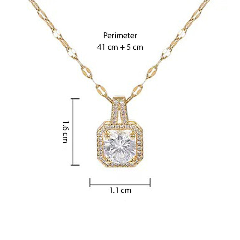 Jewels Galaxy CZ Square Contemporary Pendant Necklace