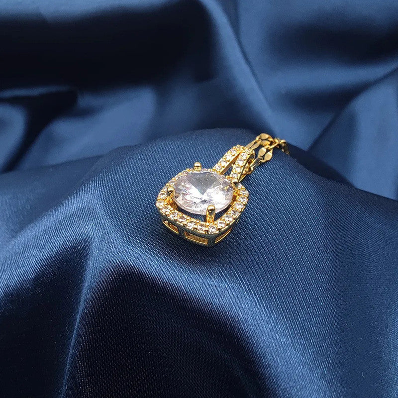 Jewels Galaxy CZ Square Contemporary Pendant Necklace