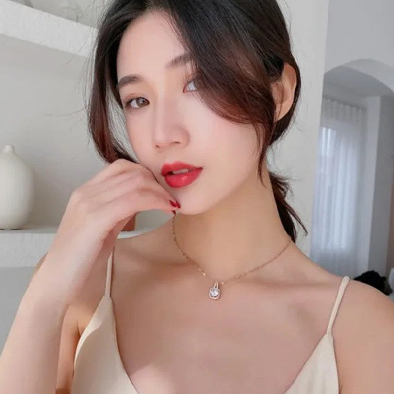 Jewels Galaxy CZ Square Contemporary Pendant Necklace