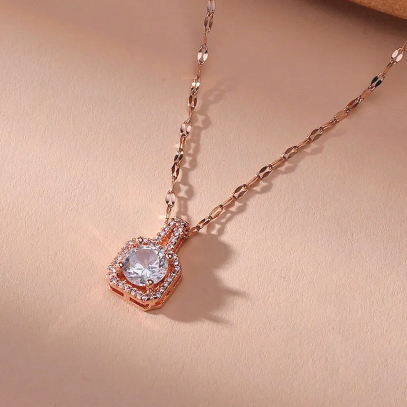 Jewels Galaxy CZ Square Contemporary Pendant Necklace