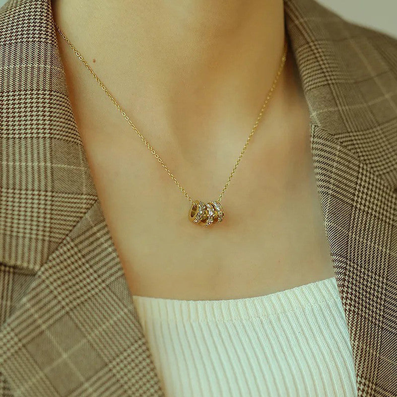 Jewels Galaxy Anti Tarnish CZ Cylindrical Necklace