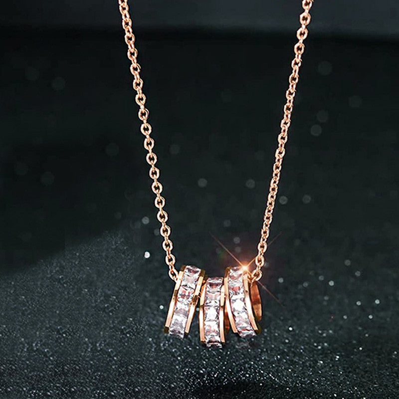 Jewels Galaxy Anti Tarnish CZ Cylindrical Necklace