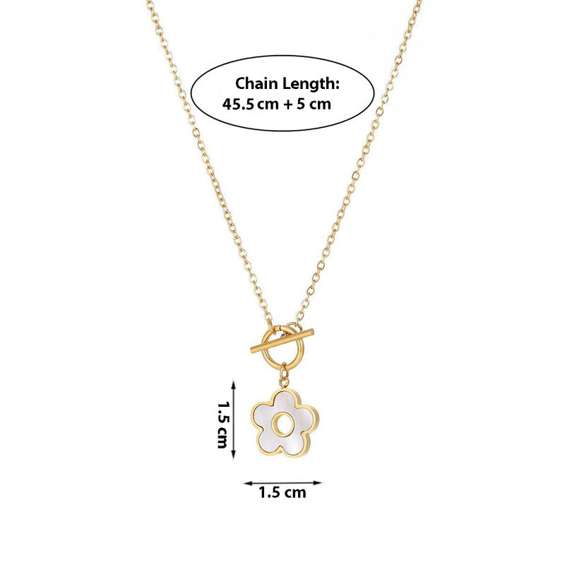 Jewels Galaxy Gold Plated Beautiful Floral Mother of Pearl Stone Necklace