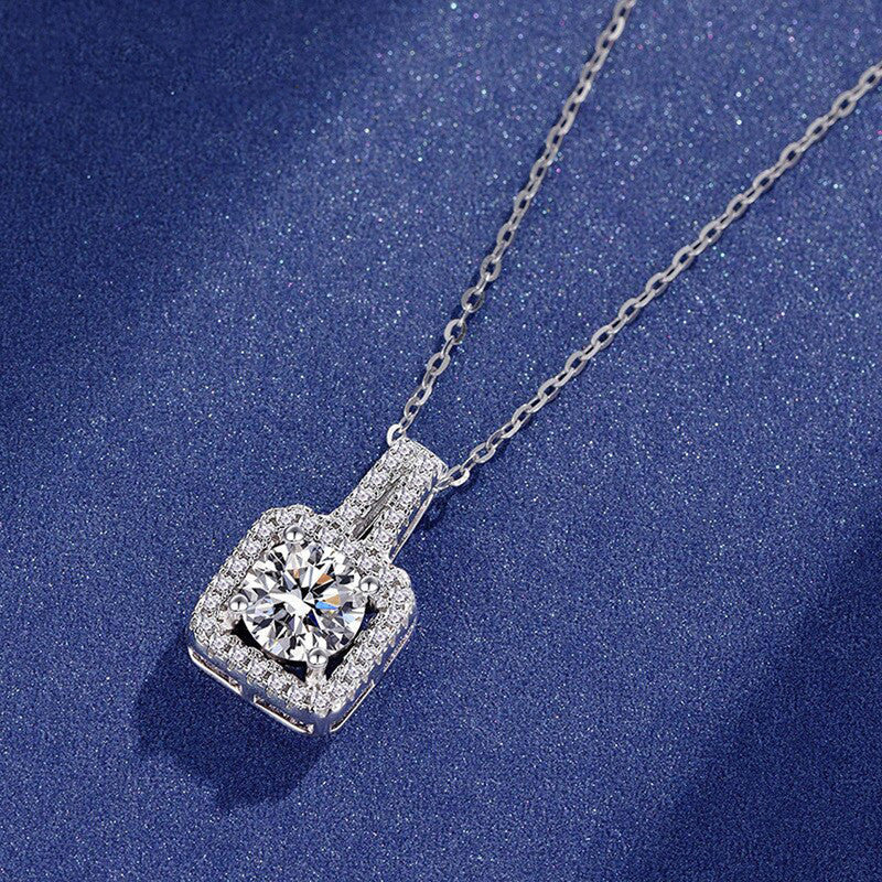 Jewels Galaxy Silver Plated CZ Square Anti Tarnish Pendant Necklace