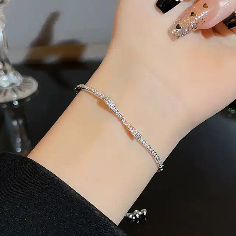 Jewels Galaxy Women Crystals Silver Plated Wraparound Bracelet