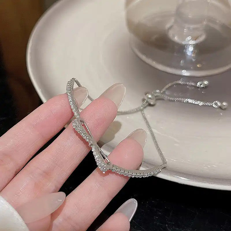 Jewels Galaxy Women Crystals Silver Plated Wraparound Bracelet