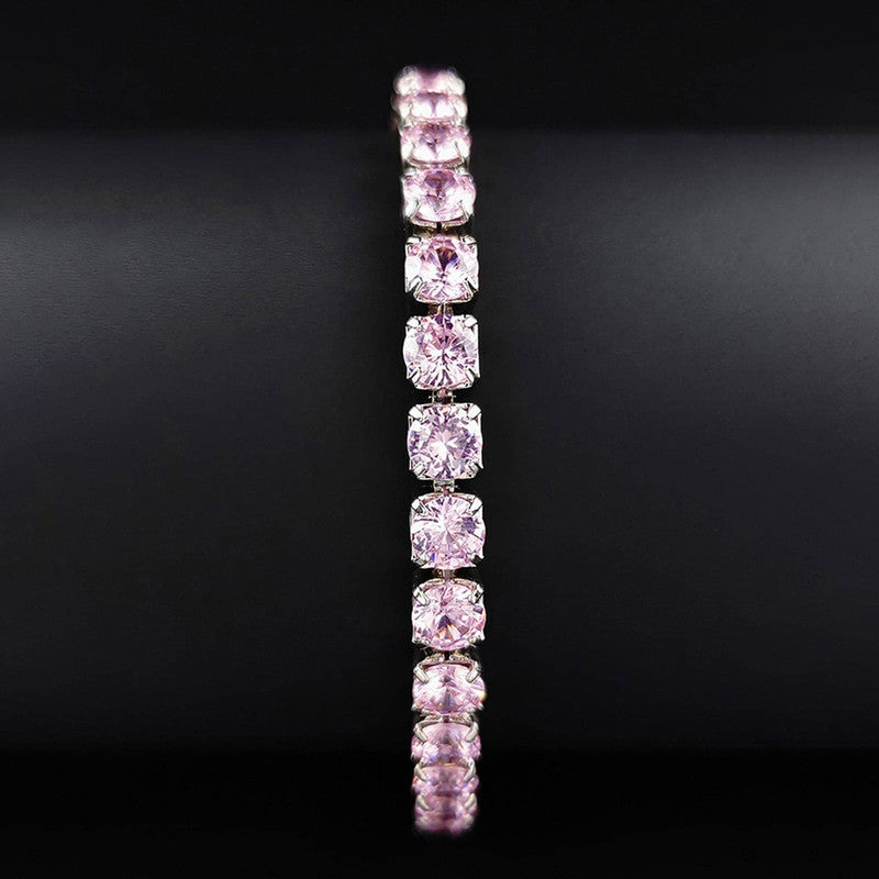 Jewels Galaxy Women American Diamond Silver Plated Wraparound Bracelet