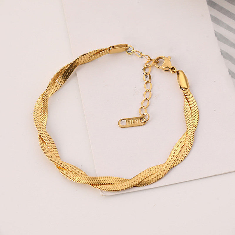 Jewels Galaxy Gold-Plated Anti Tarnish Thick Snake Chain Bracelet