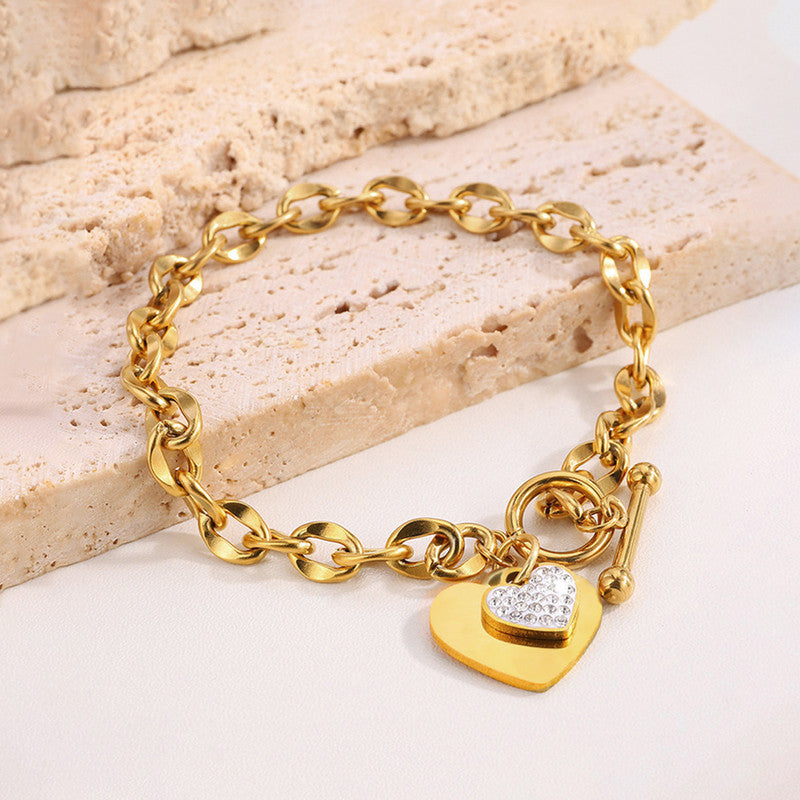 Jewels Galaxy Anti Tarnish Heart Themed Charm Bracelet