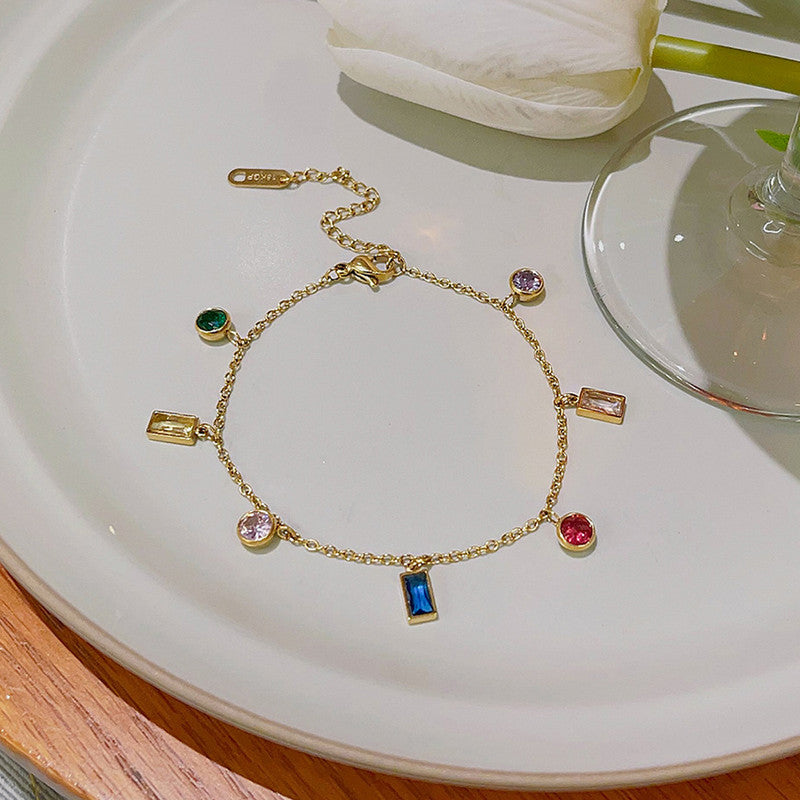 Jewels Galaxy Gold Plated Anti Tarnish Multicolour Geometrical Bracelet