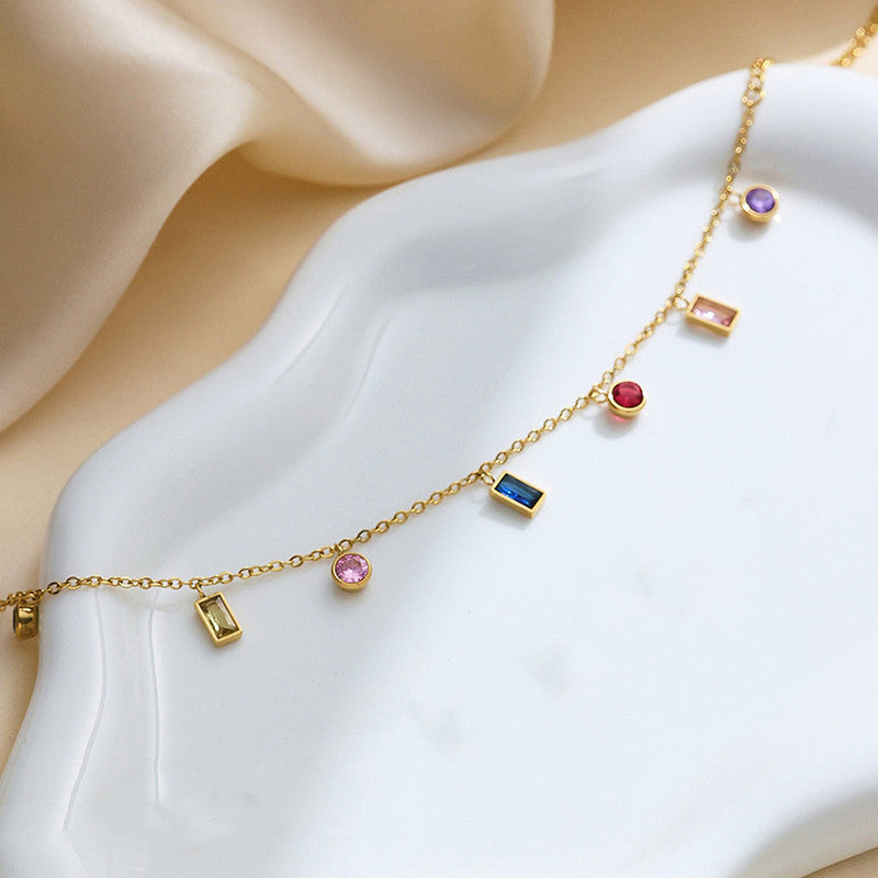 Jewels Galaxy Gold Plated Anti Tarnish Multicolour Geometrical Bracelet