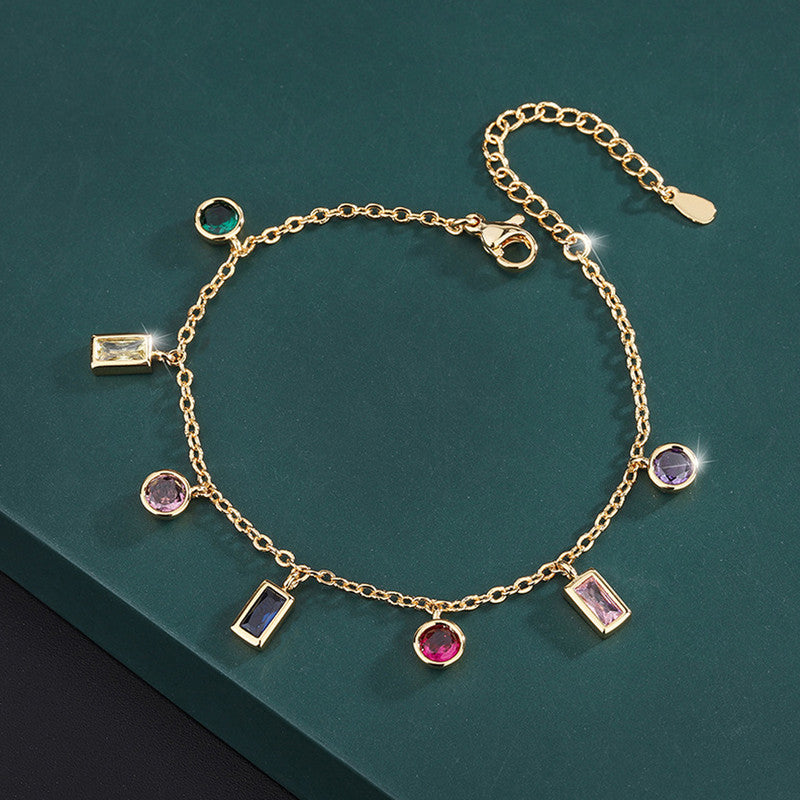 Jewels Galaxy Gold Plated Anti Tarnish Multicolour Geometrical Bracelet