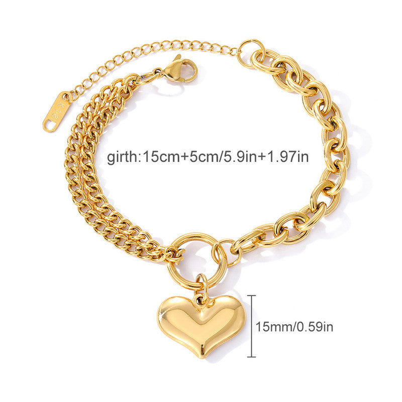 Jewels Galaxy Gold-Plated Anti Tarnish Heart Themed Charm Bracelet