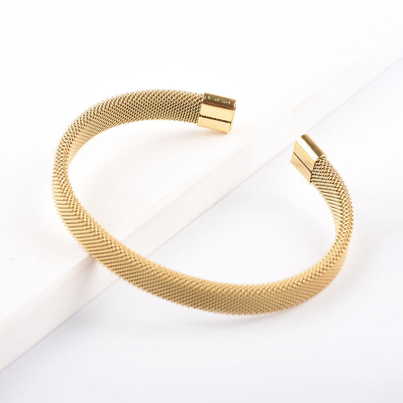 Jewels Galaxy Stainless Steel Anti Tarnish Mesh Statement Cuff Bracelet For Men