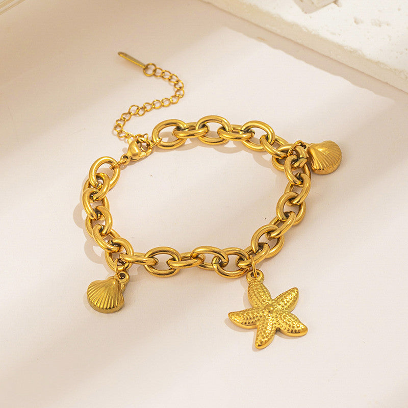 Jewels Galaxy Gold Plated Stainless Steel Anti Tarnish Star themed Wraparound Bracelet For Women