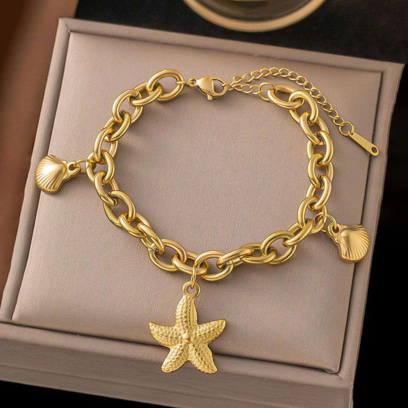 Jewels Galaxy Gold Plated Stainless Steel Anti Tarnish Star themed Wraparound Bracelet For Women