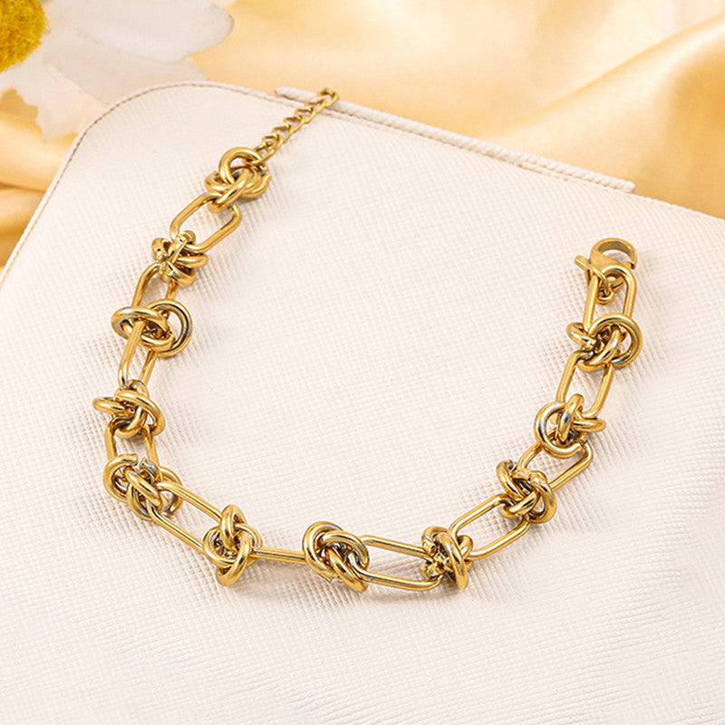 Jewels Galaxy Gold Plated Stainless Steel Anti Tarnish Knotted Chain Wraparound Bracelet For Women