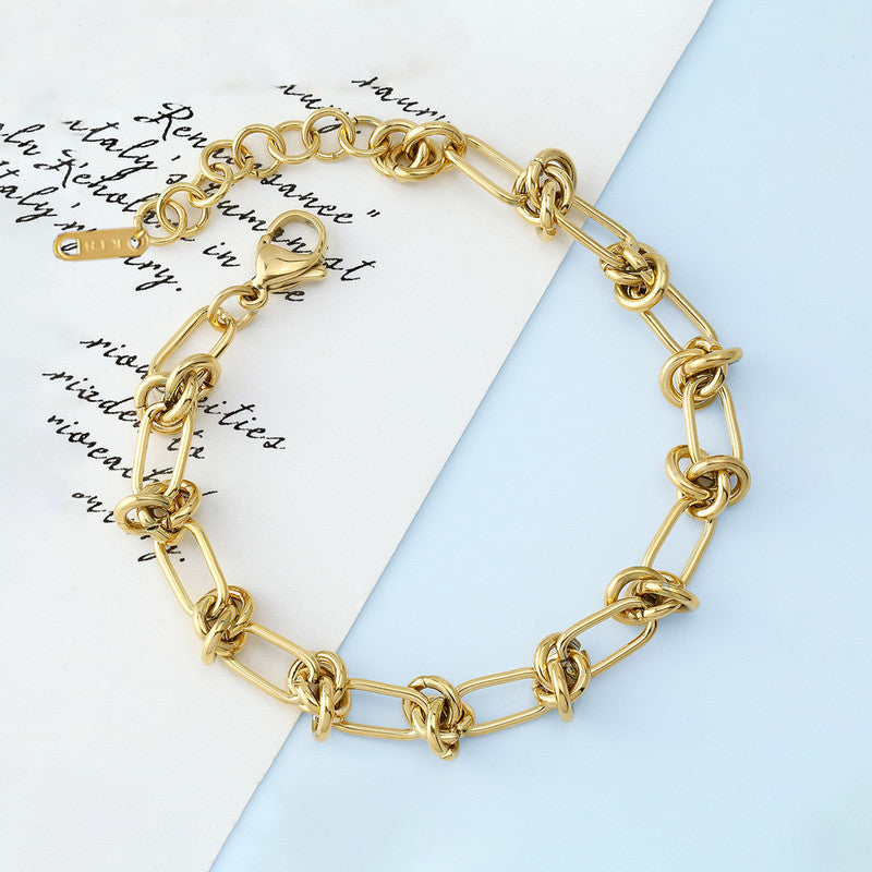 Jewels Galaxy Gold Plated Stainless Steel Anti Tarnish Knotted Chain Wraparound Bracelet For Women