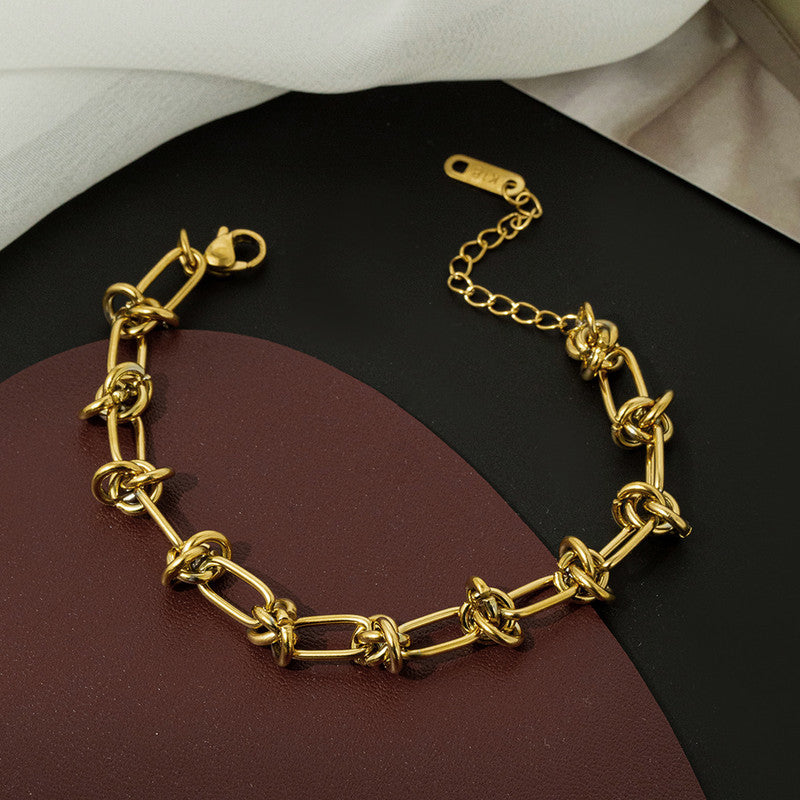Jewels Galaxy Gold Plated Stainless Steel Anti Tarnish Knotted Chain Wraparound Bracelet For Women