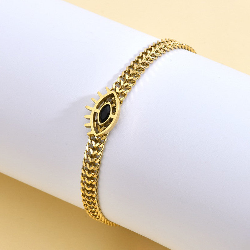 Jewels Galaxy Gold Plated Stainless Steel Anti Tarnish Evil Eye themed Wraparound Bracelet