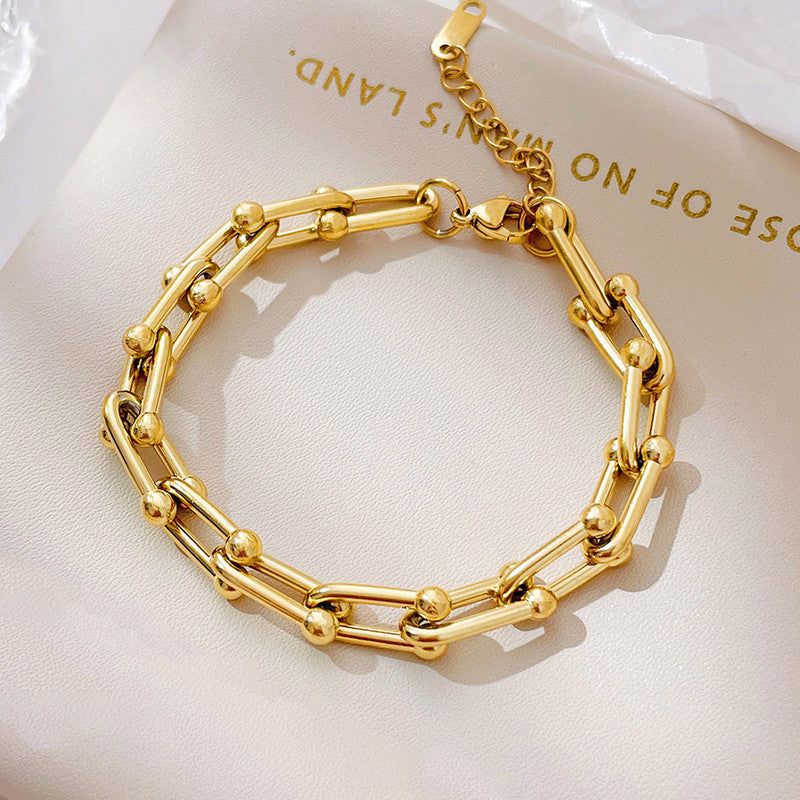 Jewels Galaxy Gold Plated Stainless Steel Anti Tarnish Rope Design Wraparound Bracelet For Women