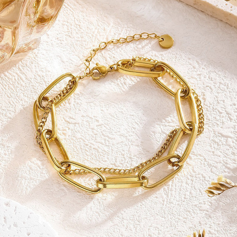 Jewels Galaxy Gold Plated Stainless Steel Anti Tarnish Rope Design Wraparound Bracelet For Women