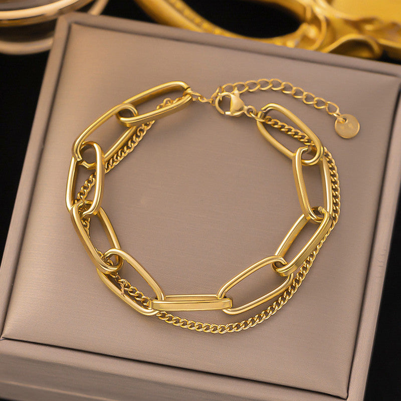 Jewels Galaxy Gold Plated Stainless Steel Anti Tarnish Rope Design Wraparound Bracelet For Women