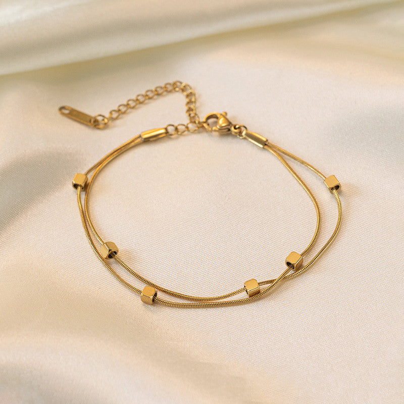 Jewels Galaxy Gold Plated Stainless Steel Anti-Tarnish Geometric Wraparound Bracelet