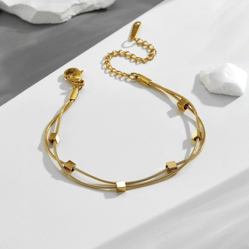 Jewels Galaxy Gold Plated Stainless Steel Anti-Tarnish Geometric Wraparound Bracelet