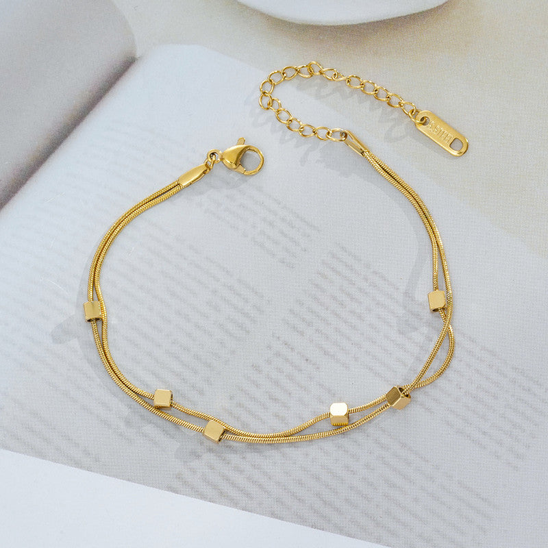 Jewels Galaxy Gold Plated Stainless Steel Anti-Tarnish Geometric Wraparound Bracelet