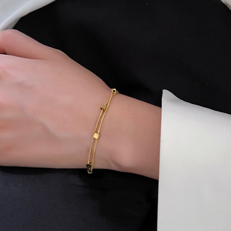 Jewels Galaxy Gold Plated Stainless Steel Anti-Tarnish Geometric Wraparound Bracelet