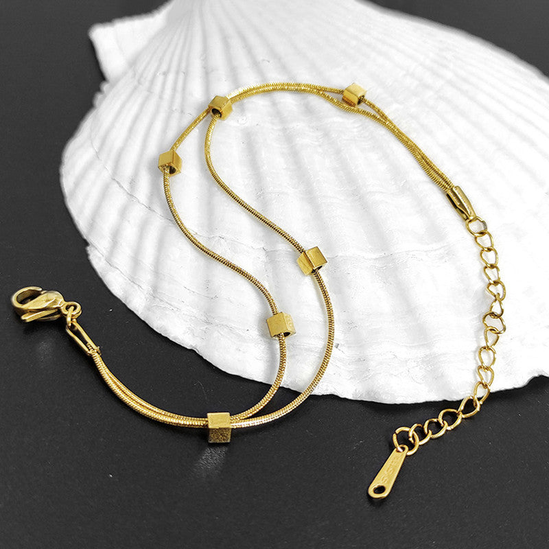 Jewels Galaxy Gold Plated Stainless Steel Anti-Tarnish Geometric Wraparound Bracelet