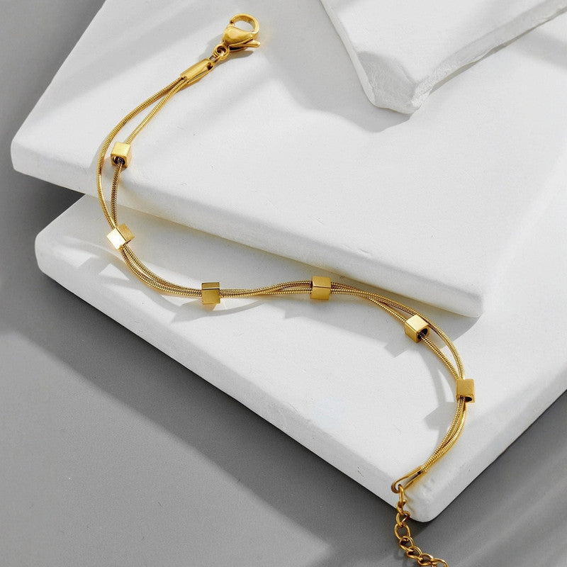 Jewels Galaxy Gold Plated Stainless Steel Anti-Tarnish Geometric Wraparound Bracelet