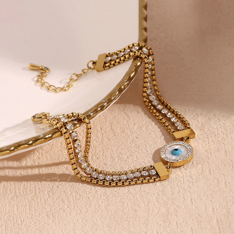 Jewels Galaxy Gold Plated Stainless Steel Anti-Tarnish Evil Eye Wraparound Bracelet
