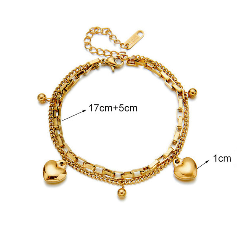 Jewels Galaxy Gold Plated Stainless Steel Anti-Tarnish Heart Themed Wraparound Bracelet