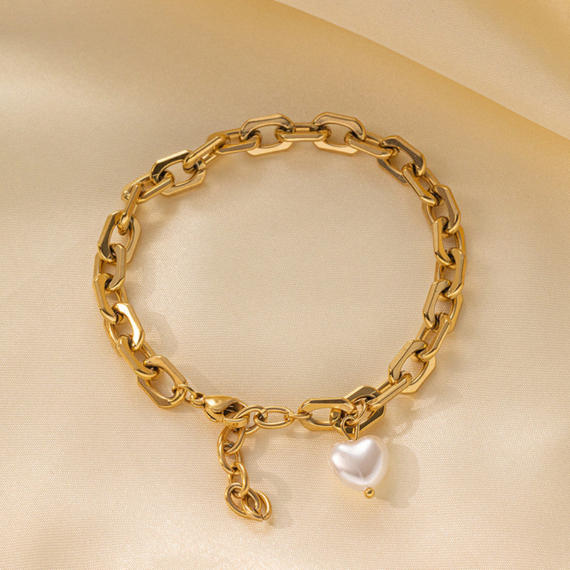 Jewels Galaxy Gold Plated Anti Tarnish Stainless Steel Pearl Studded Wraparound Bracelet