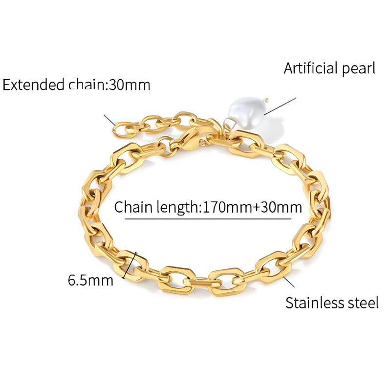 Jewels Galaxy Gold Plated Anti Tarnish Stainless Steel Pearl Studded Wraparound Bracelet